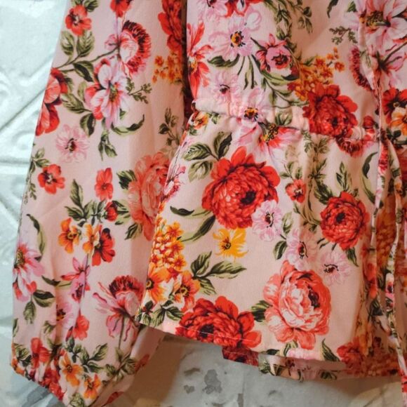 Old Navy Red & Pink Romantic Ruffled Blouse with Peter Pan Collar Large NWT - Picture 7 of 15